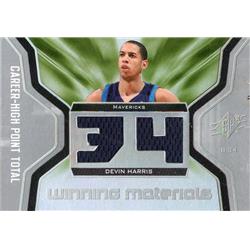 700904 Devin Harris Player Worn Jersey Patch Dallas Mavericks 2007 Upper Deck Winning Materials No.WMJHA Basketball Card
