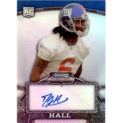700945 Dj Hall Autographed New York Giants 2008 Bowman Sterling Rookie Refractor No.137 Football Card