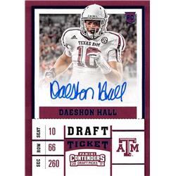 700954 Daeshon Hall Autographed Texas A&M Aggies 2017 Panini Contenders Draft Rookie No.246 Football Card