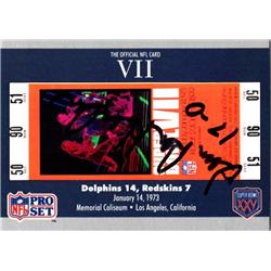 701017 Vern Den Herder Autographed Miami Dolphins, SC 1990 Pro Set Super Bowl Vii No.7 17-0 Football Card