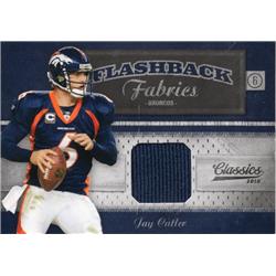 701029 Jay Cutler Player Worn Jersey Patch Denver Broncos 2010 Panini Classics No.7 Creased Football Card