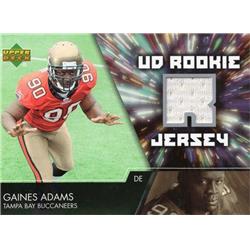 701038 Gaines Adams Player Worn Jersey Patch Tampa Bay Buccaneers 2007 Upper Deck Rookie No.UDRJGA Football Card