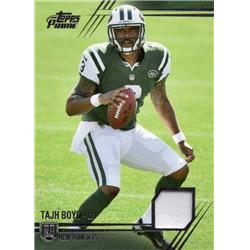 701059 Taj Boyd Player Worn Jersey Patch New York Jets 2014 Topps Prime Rookie No.PPTBO Football Card
