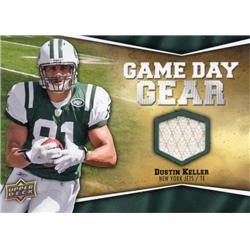 701060 Dustin Keller Player Worn Jersey Patch New York Jets 2009 Upper Deck Game Day Gear No.NFLDK Football Card