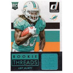 701080 Jay Ajayi Player Worn Jersey Patch Miami Dolphins 2015 Donruss Rookie Threads No.DRTJA Football Card