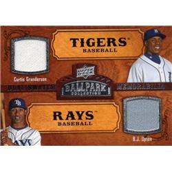 687698 Curtis Granderson & Bj Upton Player Worn Jersey Patch Tigers, Rays 2008 Upper Deck Ballpark No.166 Baseball Card