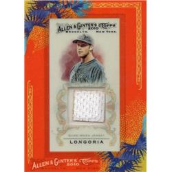 687755 Evan Longoria Player Worn Jersey Patch Tampa Bay Rays 2010 Topps Allen & Ginter No.AGREL Baseball Card