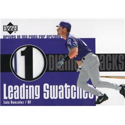 687776 Luis Gonzalez Player Worn Jersey Patch Arizona Diamondbacks 2003 Upper Deck Leading Swatches No.LSLG Baseball Card