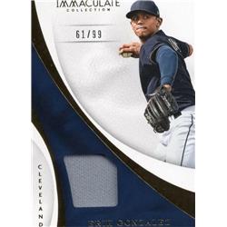 687877 Erik Gonzalez Player Worn Jersey Patch Cleveland Indians 2017 Panini Immaculate Collection No.SEG LE 61-99 Baseball Card