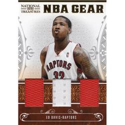 687925 Ed Davis Player Worn Jersey Patch Toronto Raptors 2011 Panini National Treasures Gear No.32 LE 26-99 Basketball Card