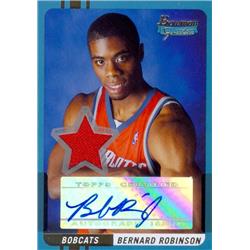 687986 Bernard Robinson Autographed Player Worn Jersey Patch Charlotte Bobcats 2004 Bowman Signature No.85 LE 66-169 Basketball Card