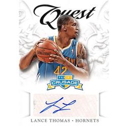 688007 Lance Thomas Autographed New Orleans Hornets 2013 Panini CrUSAde Quest No.23 Basketball Card