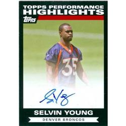 688161 Selvin Young Autographed Denver Broncos 2007 Topps Performance Highlights No.THASY Football Card