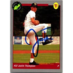 688379 Justin Thompson Autographed Klein Oak High School 1991 Classic Draft Rookie No.28 Baseball Card