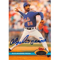 688477 Alejandro Pena Autographed New York Mets 1991 Topps Stadium Club No.583 Baseball Card