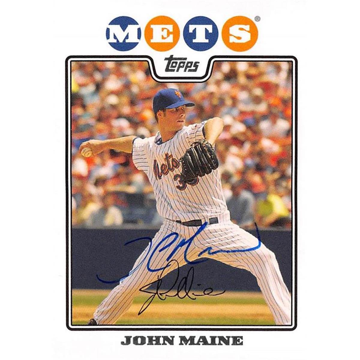 688502 John Maine Autographed New York Mets 2008 Topps No.171 Baseball Card