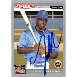 688528 Lastings Milledge Autographed New York Mets 2004 Topps Total Silver 1st Year Rookie No.82 Baseball Card