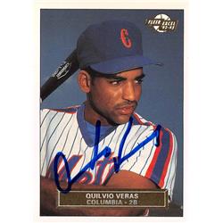 688530 Quilvio Veras Autographed Columbia Mets 1992 Fleer Excel Rookie No.81 Baseball Card
