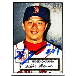 688928 Hideki Okajima Autographed Boston Red Sox, JZ 2007 Topps 52 Rookie No.100 Baseball Card
