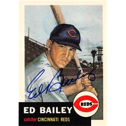 688967 Ed Bailey Autographed Cincinnati Reds 1953 Topps Archives 1993 No.206 Baseball Card