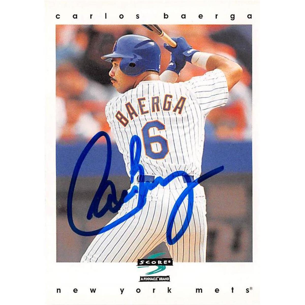 688996 Carlos Baerga Autographed New York Mets 1996 Score No.135 Baseball Card