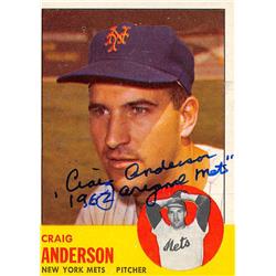 689054 Craig Anderson Autographed New York Mets 1963 Topps No.591962 Original Mets Baseball Card