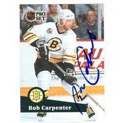689107 Bob Carpenter Autographed Boston Bruins 1992 Pro Set No.154 on Back Hockey Card