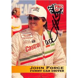John Force Autographed Funny Car Racing Driver 1992 Pro Set No.47 Trading Card