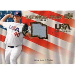 689639 Lance Lynn Player Worn Jersey Patch Team USA 2008 Upper Deck Rookie No.USALL-1 Baseball Card