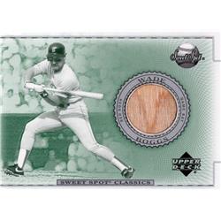 676054 Wade Boggs Player Used Bat Patch Boston Red Sox 2002 Upper Deck Sweet Spot No.BWB Baseball Card