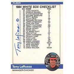 676543 Tony Larussa Autographed Chicago White Sox 1985 Fleer Checklist No.649 Baseball Card