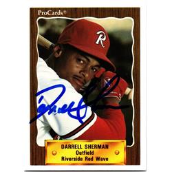 676850 Darrell Sherman Autographed Riverside Red Wave 1990 Procards Rookie No.2620 Baseball Card