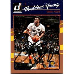 677208 Thaddeus Young Autographed Brooklyn Nets 2016 Panini Donruss No.96 Basketball Card