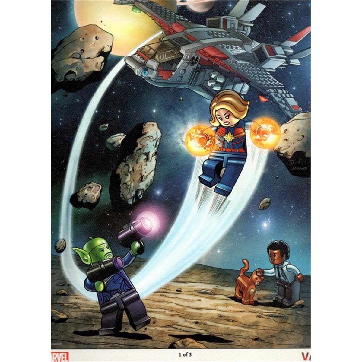675559 10 x 12 in. Captain Marvel Lego Art Print