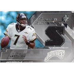 675699 Byron Leftwich Player Worn Jersey Patch Jacksonville Jaguars 2005 Upper Deck No.SWBL Football Card