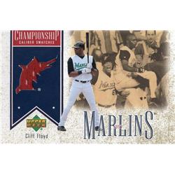 675758 Cliff Floyd Player Worn Jersey Patch Florida Marlins 2002 Upper Deck Championship No.CCCF Baseball Card
