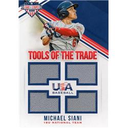 675778 Michael Siani Player Worn Jersey Patch Reds, Team USA 2018 Panini Stars & Stripes Rookie No.41 LE 66-299 Baseball Card