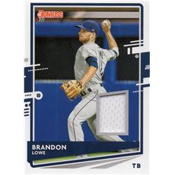 675807 Brandon Lowe Player Worn Jersey Patch Tampa Bay Rays 2020 Donruss No.DMBL Baseball Card