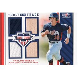 675845 Taylor Walls Player Worn Jersey & Bat Patch Tampa Bay Rays, Team USA 2017 Panini Tools of the Trade No.21 LE 110-199 Baseball Card -  Autograph Warehouse