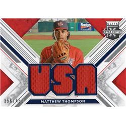 675971 Matthew Thompson Player Worn Jersey Patch Team USA, Chicago White Sox 2019 Panini Elite Extra Rookie No.USAMT LE 356-499 Baseball Card