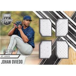 675979 Johan Oviedo Player Worn Jersey Patch St. Louis Cardinals 2017 Panini Elite Extra Rookie No.QMJO LE 17-299 Baseball Card