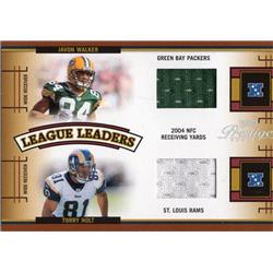 676039 Torry Holt & Javon Walker Player Worn Jersey Patch Rams, Packers 2005 Playoff Prestige Leaders No.LL16 LE 120-250 Football Card