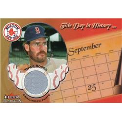 676055 Wade Boggs Player Worn Jersey Patch Boston Red Sox 2002 Fleer Tradition No.WB Baseball Card