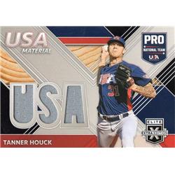 676058 Tanner Houck Player Worn Jersey Patch Team USA, Red Sox 2020 Panini Elite Extra Rookie No.USAMTH Baseball Card