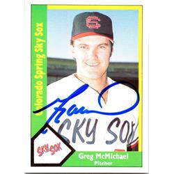676683 Greg Mcmichael Autographed Colorado Springs Sky Sox, Indians 1990 CMC Minor League Rookie No.459 Baseball Card