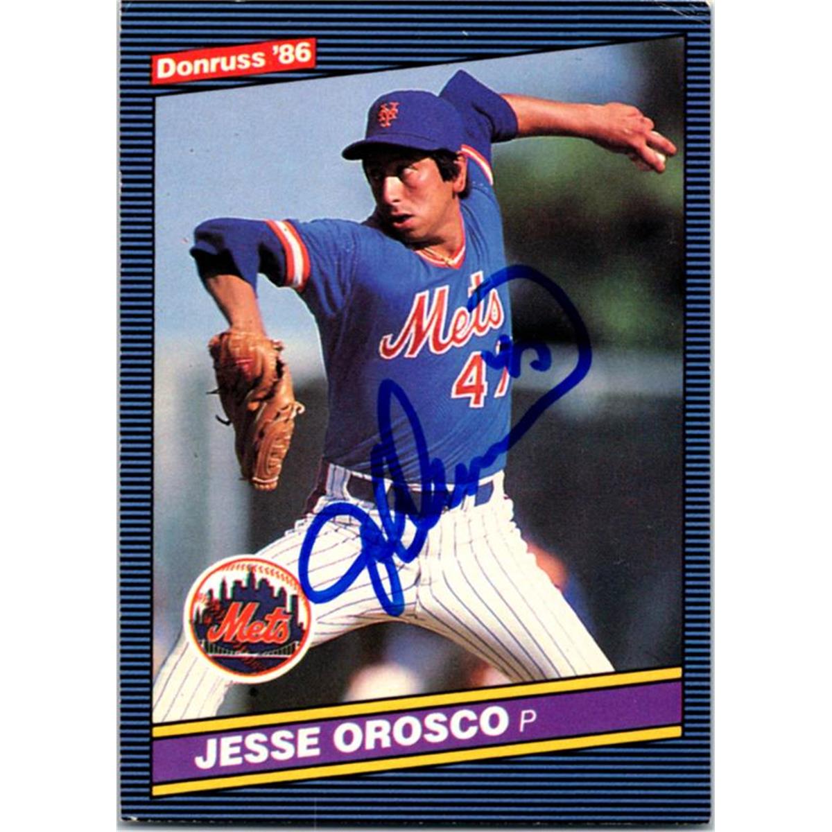 725301 Jesse Orosco Autographed New York Mets 1986 Donruss No.646 Baseball Card
