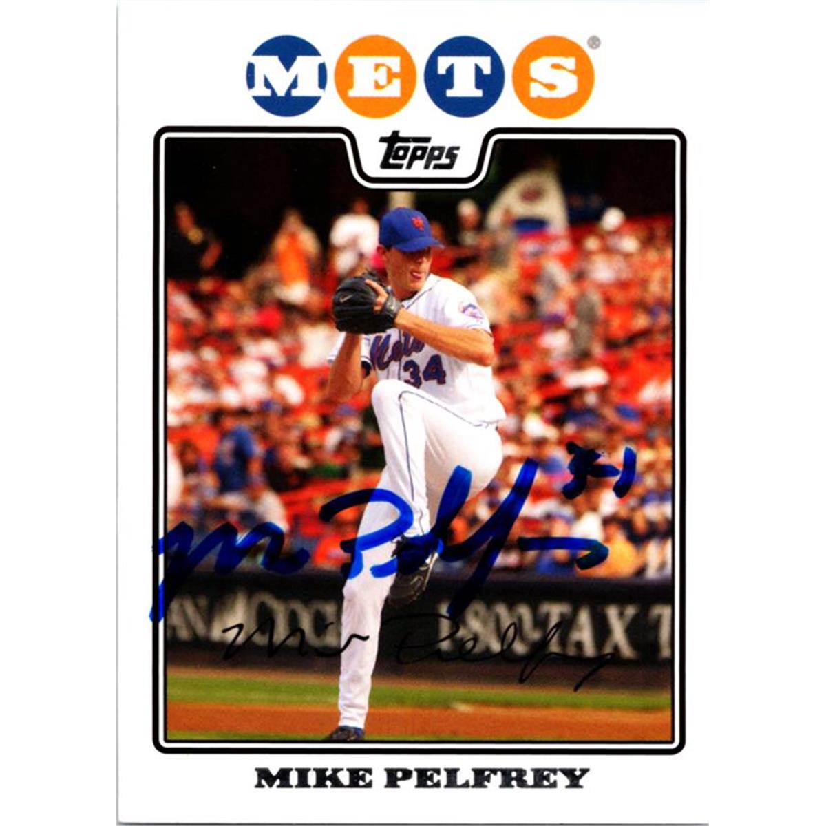725317 Mike Pelfrey Autographed New York Mets 2008 Topps No.627 Baseball Card