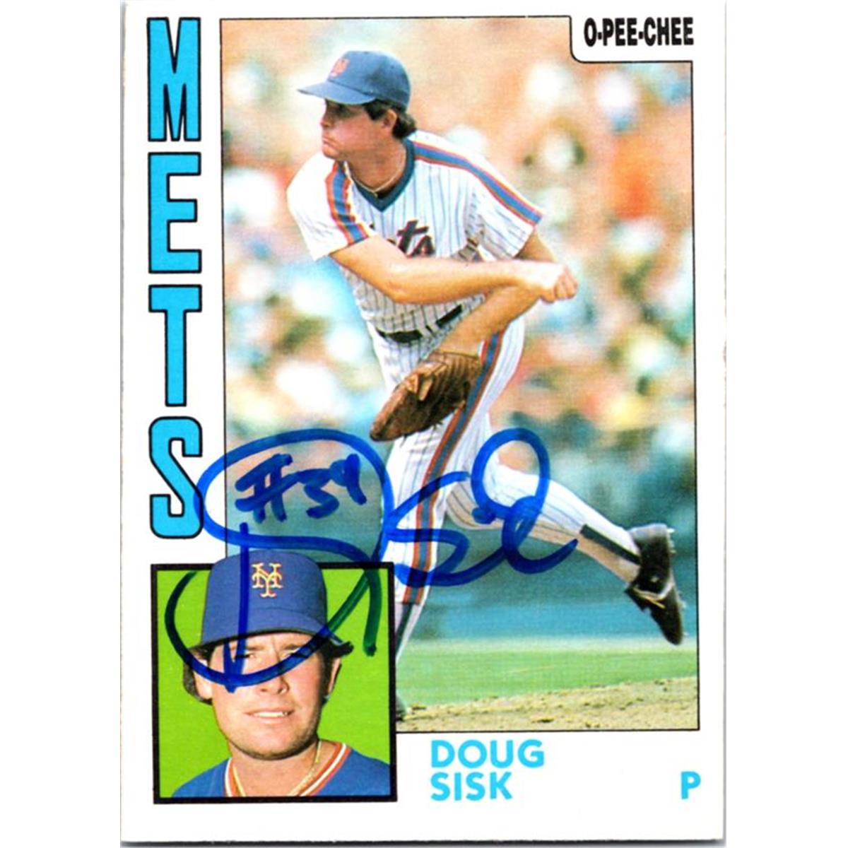 725320 Doug Sisk Autographed New York Mets 1984 O-Pee-Chee No.21 Baseball Card