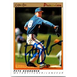 725353 Pete Schourek Autographed New York Mets 1991 O-pee Chee Premier No.106 Baseball Card