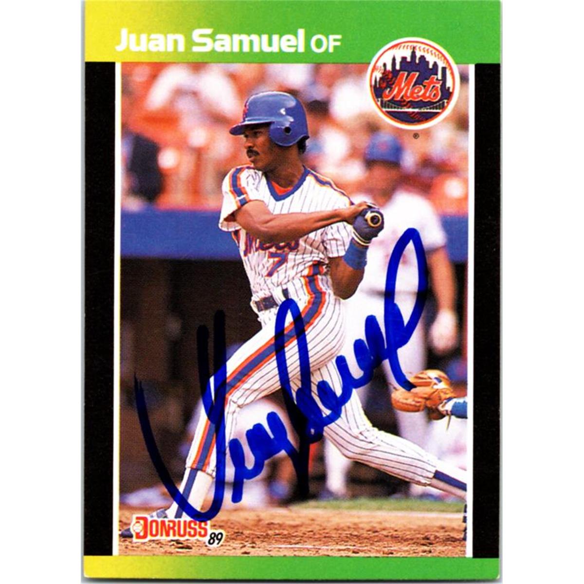 725373 Juan Samuel Autographed New York Mets 1989 Donruss No.238 Baseball Card